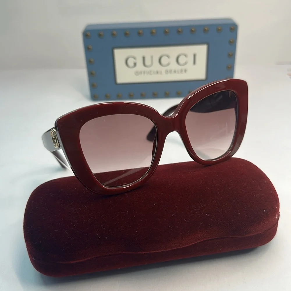 New Authentic Gucci Oversized GG0327S 006 Butterfly Sunglasses - Picture 6 of 15